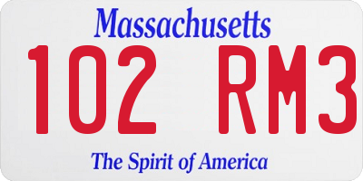 MA license plate 102RM3