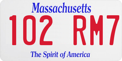 MA license plate 102RM7