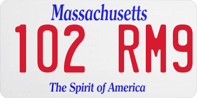 MA license plate 102RM9