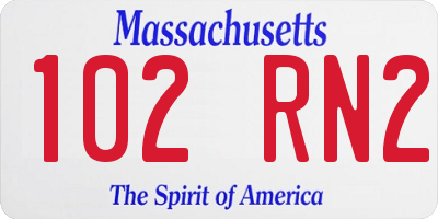 MA license plate 102RN2