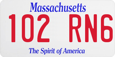 MA license plate 102RN6
