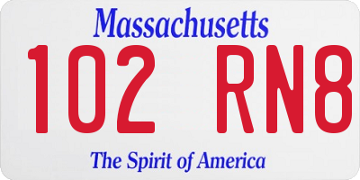 MA license plate 102RN8