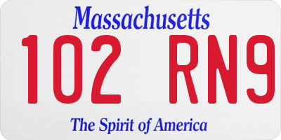 MA license plate 102RN9