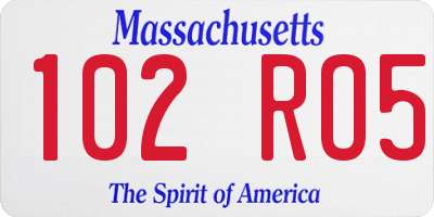 MA license plate 102RO5