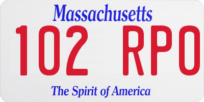 MA license plate 102RP0