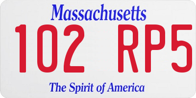 MA license plate 102RP5