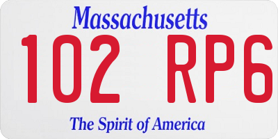 MA license plate 102RP6