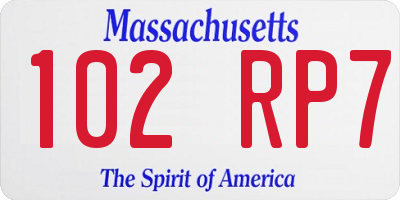 MA license plate 102RP7