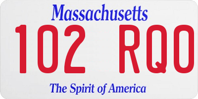 MA license plate 102RQ0