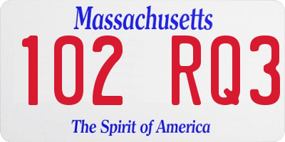 MA license plate 102RQ3