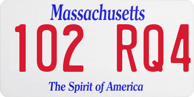 MA license plate 102RQ4