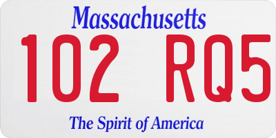 MA license plate 102RQ5