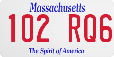 MA license plate 102RQ6
