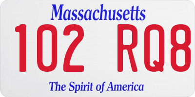 MA license plate 102RQ8