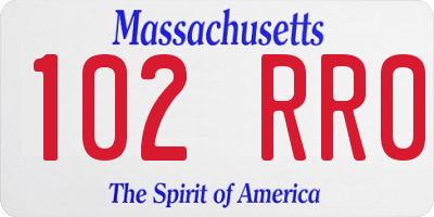 MA license plate 102RR0