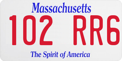 MA license plate 102RR6