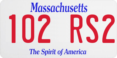 MA license plate 102RS2