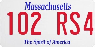 MA license plate 102RS4