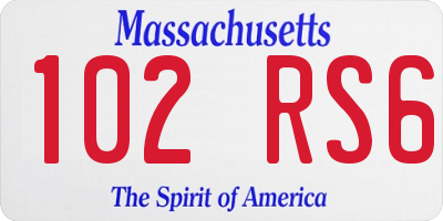 MA license plate 102RS6