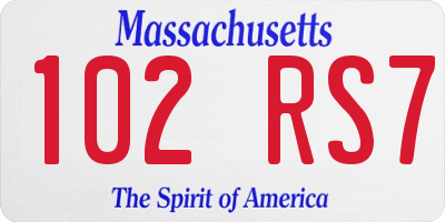 MA license plate 102RS7