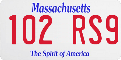 MA license plate 102RS9