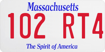MA license plate 102RT4