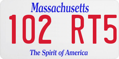 MA license plate 102RT5