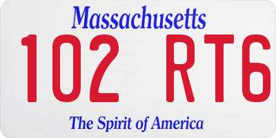 MA license plate 102RT6