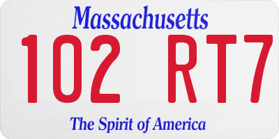 MA license plate 102RT7