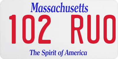 MA license plate 102RU0