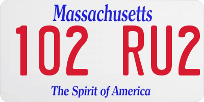 MA license plate 102RU2
