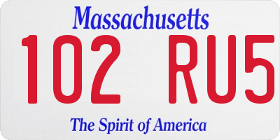 MA license plate 102RU5