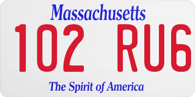 MA license plate 102RU6