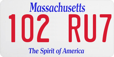 MA license plate 102RU7