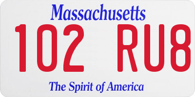 MA license plate 102RU8