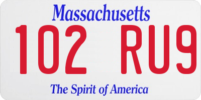 MA license plate 102RU9