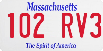 MA license plate 102RV3