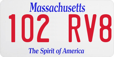 MA license plate 102RV8