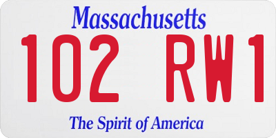 MA license plate 102RW1