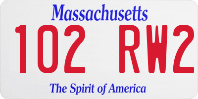MA license plate 102RW2