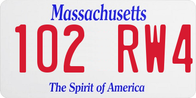 MA license plate 102RW4