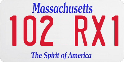 MA license plate 102RX1