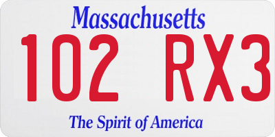 MA license plate 102RX3