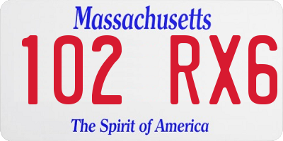 MA license plate 102RX6