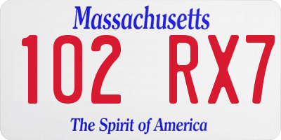 MA license plate 102RX7