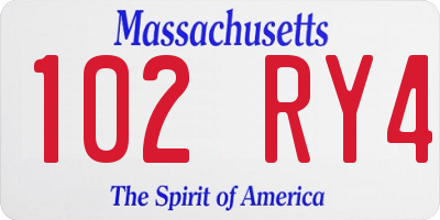 MA license plate 102RY4