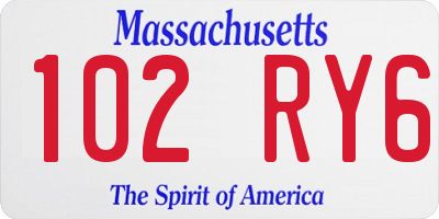 MA license plate 102RY6