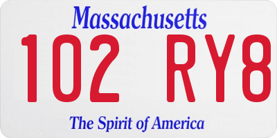 MA license plate 102RY8