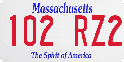 MA license plate 102RZ2
