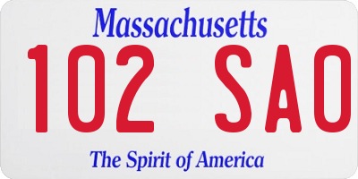 MA license plate 102SA0